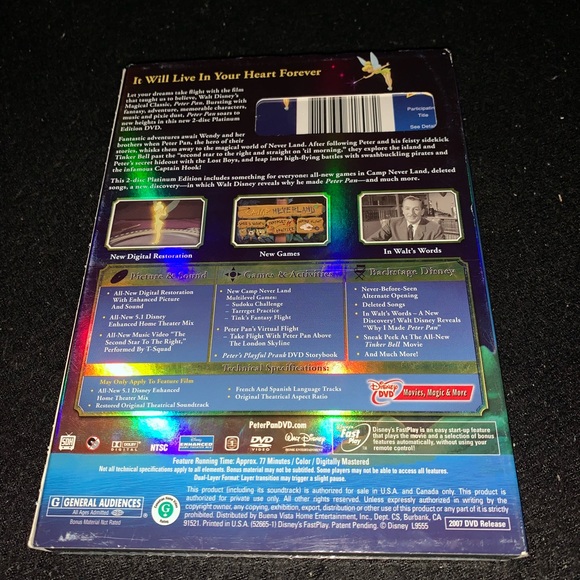 Disney Platinum Edition DVDs, lot of 3 : Jungle Book, Aladdin, Peter Pan - Picture 7 of 8